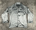 Max Deco Mens L Silver Grey Satin Long Sleeve Button Up Pajama Shirt Top