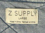 Z Supply Maya Quilted Jacket Womens Washed Indigo Blue Snap Front Shacket Sz L