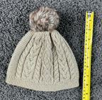 Tommy Bahama Girls M 10-12 Beige Cable Knit Sweater Pom Beanie 2 Piece Set