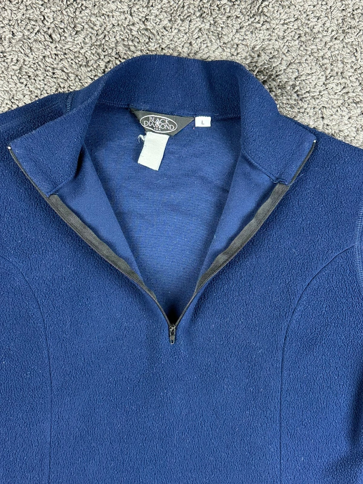 Vintage Black Diamond Womens Large Blue 1/4 Zip Fleece Pullover Jacket Top
