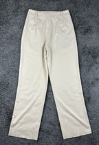 Contempo Wide Leg Trousers Womens Medium Beige High Waisted Pleated Front