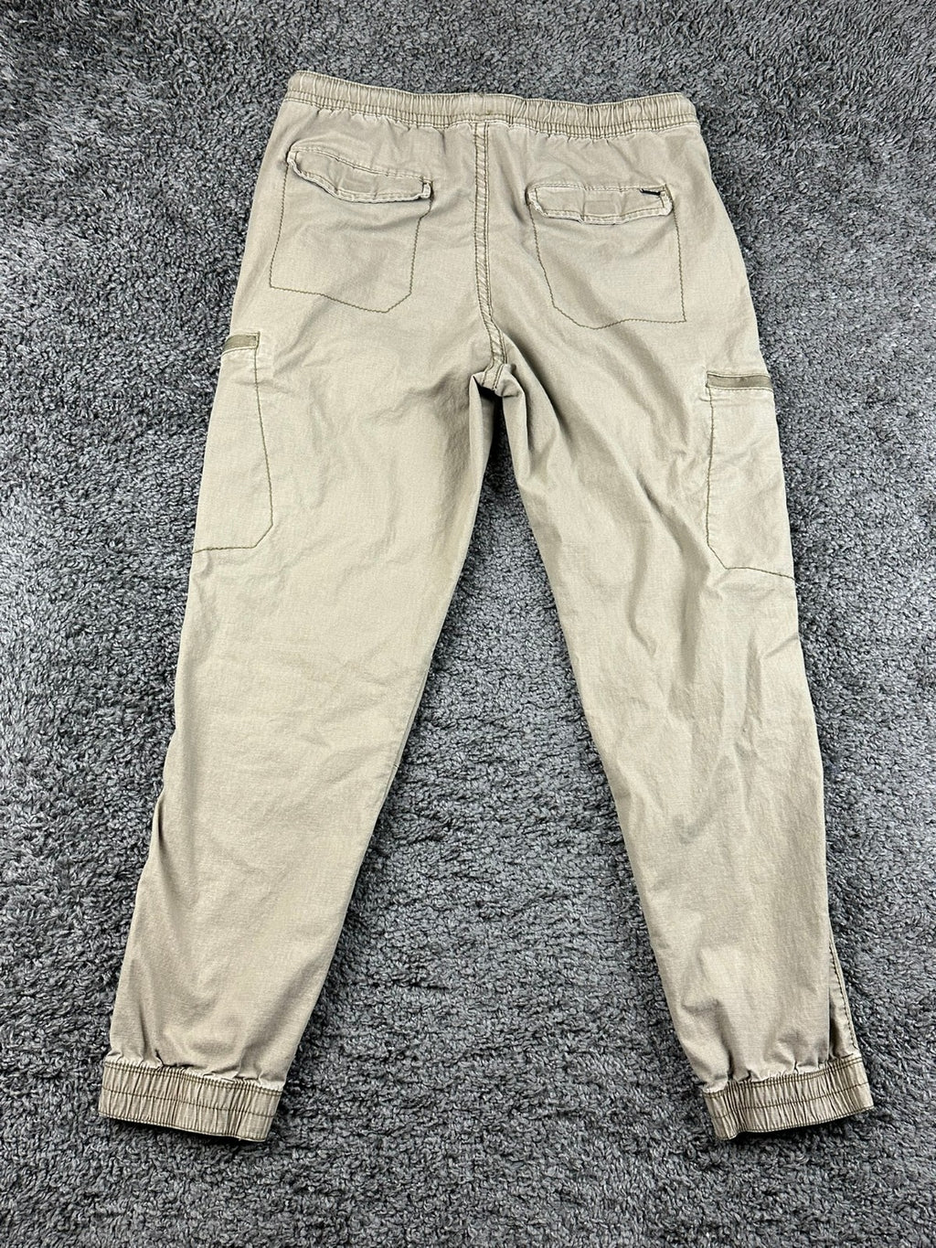 Union Mens M Khaki Stretch Cargo Jogger Pants Zipper Pockets