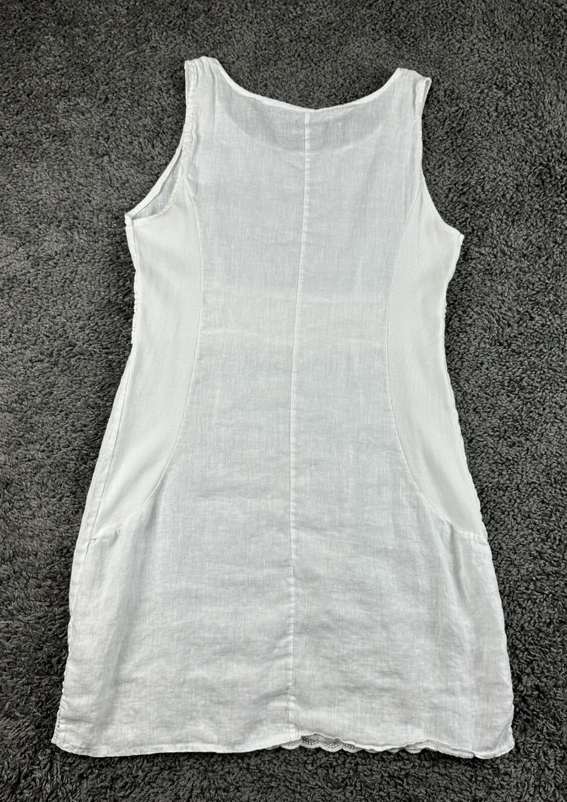 Pronto Moda Sally 100% Linen White Dress Womens Made in Italy Lace Sz XL 12