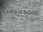 Life is Good Men Crusher Tee Gray Growler Bear Craft Beer Graphic Shirt Sz Large