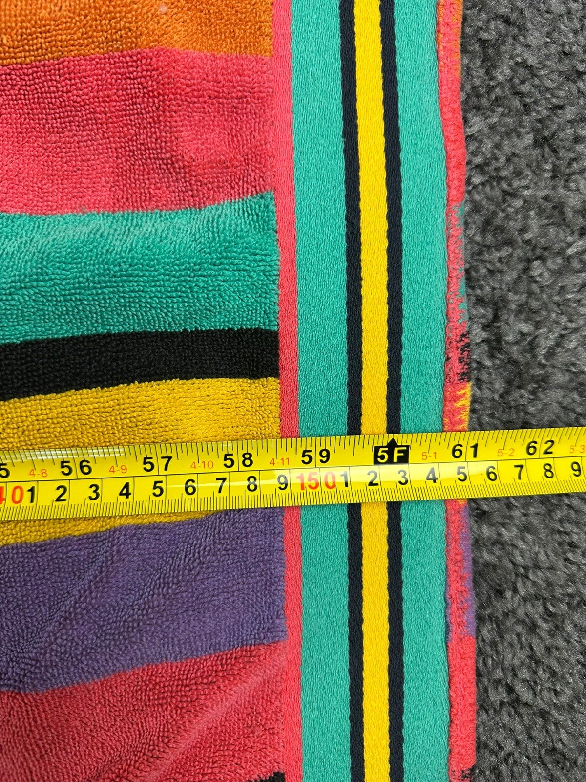 Vintage 90s Cecil Saydah Sunbrights Striped Beach Towel Karen Allen Cancun 96