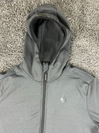 Gerry Mens Full Zip Hooded Grid Fleece Jacket Large Gray Outdoor Zip Pockets
