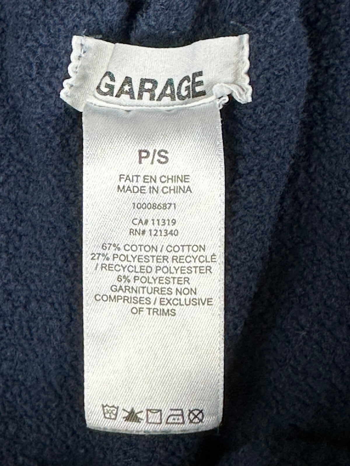Garage Women's Small S Fleece Joggers Sweatpants Navy Blue Elastic Cinch Hem