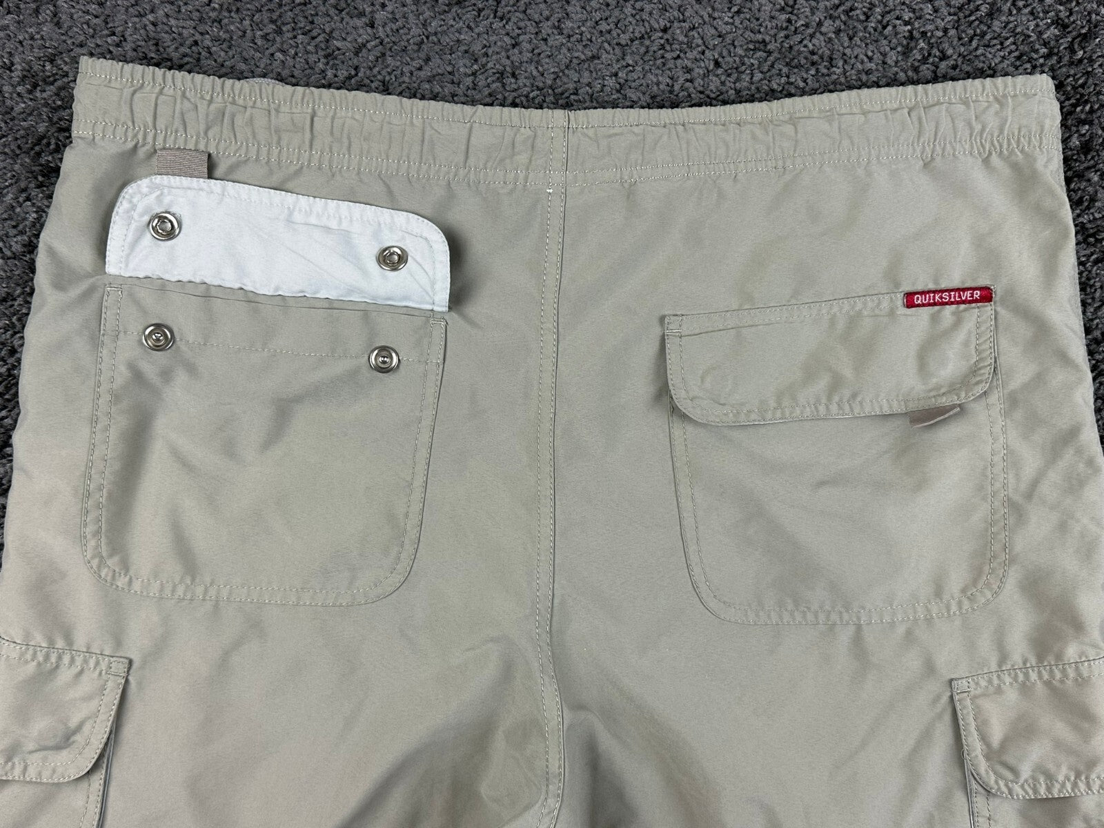Vintage Quiksilver Cargo Shorts Men 41 Waist Tan Drawstring Y2K Sz L