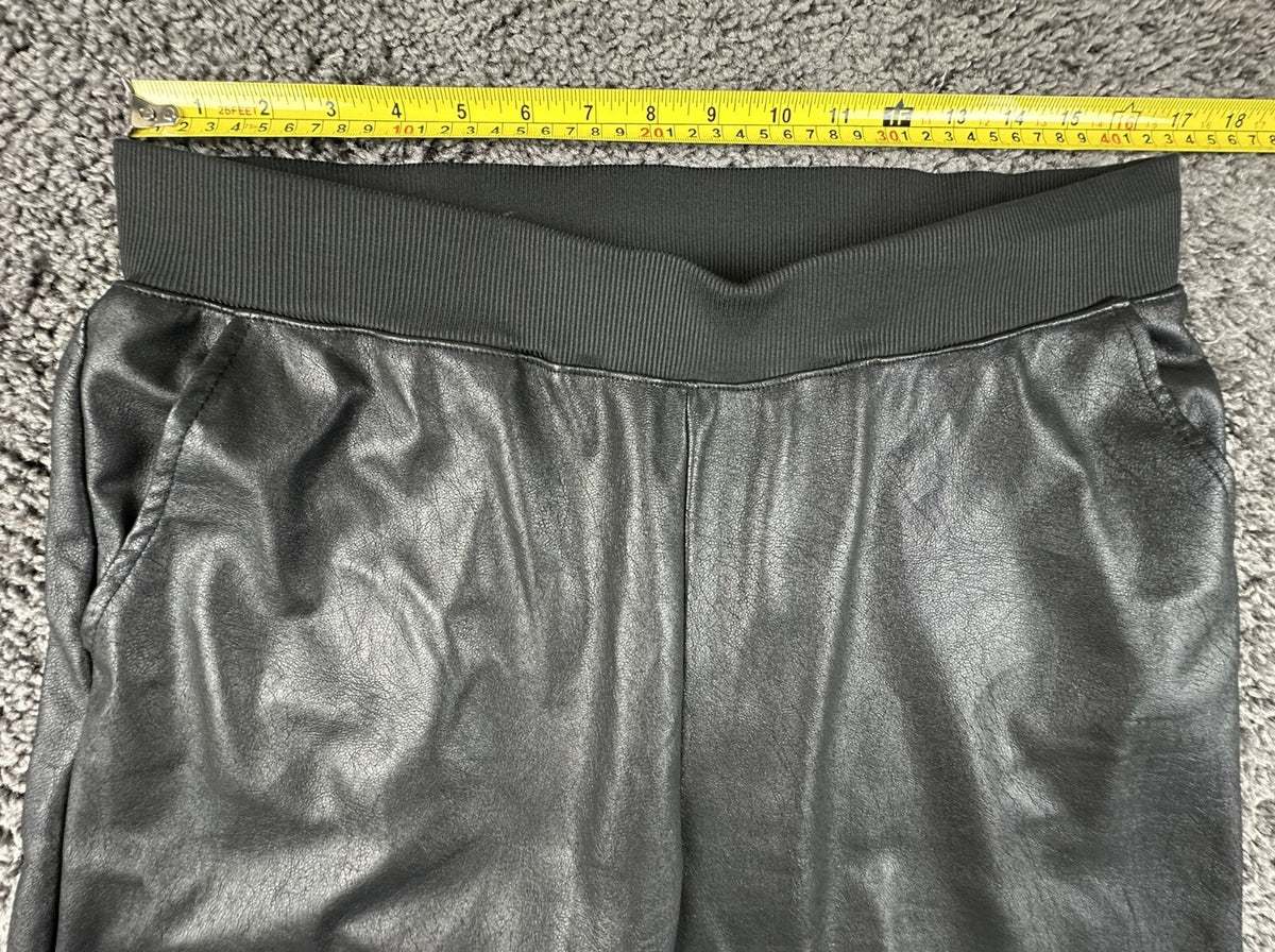 Matty M Faux Leather Jogger Pants Womens Size Medium Black Elastic Waist