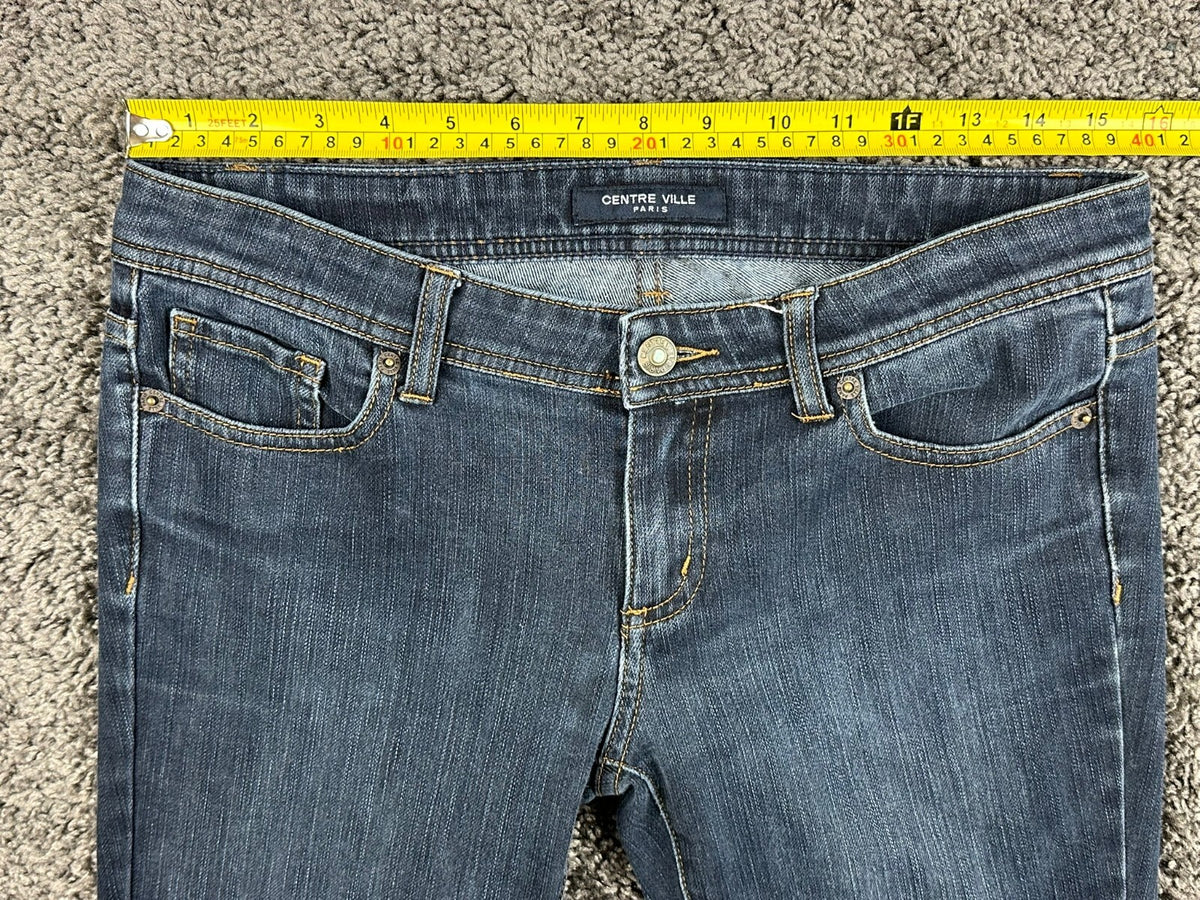 Centre Ville Paris Womens Jeans 6 Blue Rhinestone Embellished Pockets Denim