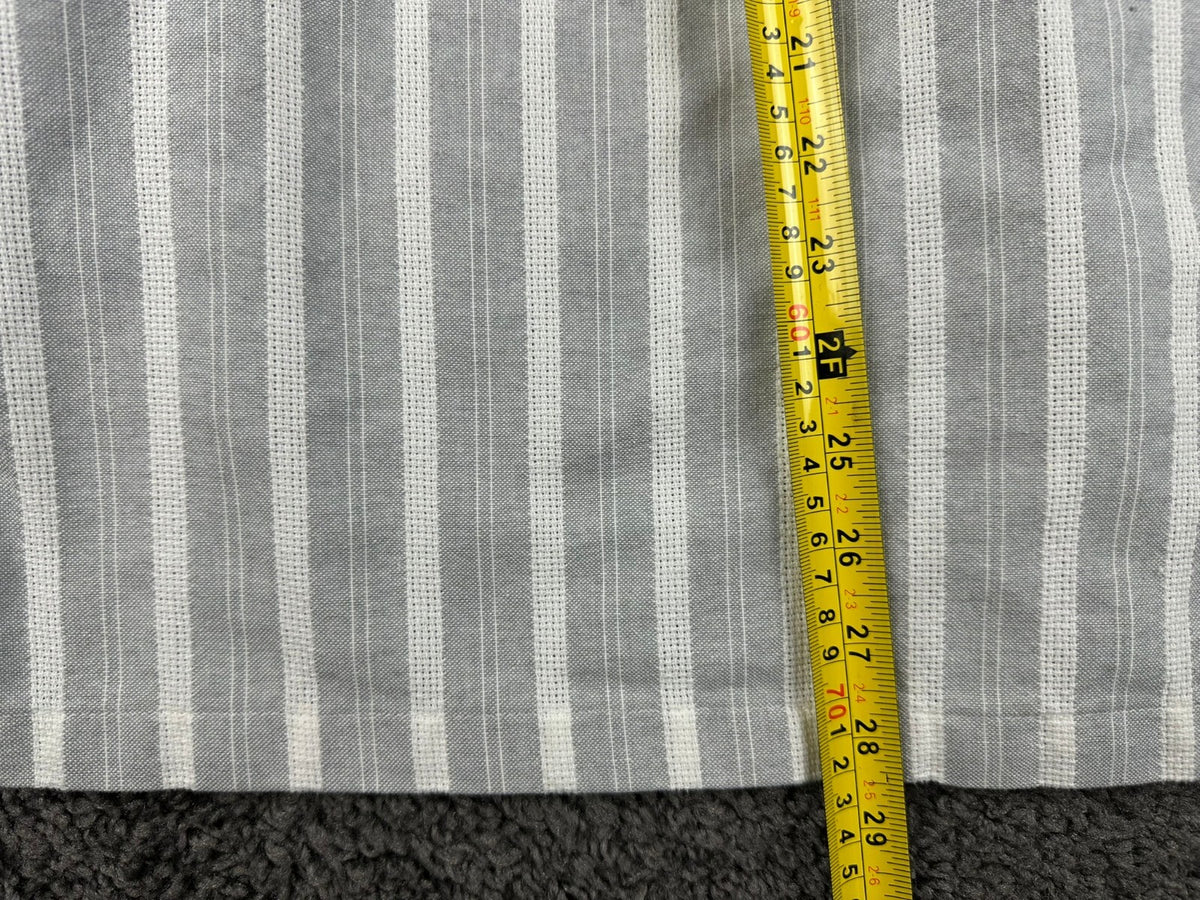 Common People Mens L Grey White Striped Short Sleeve Button Up Shirt