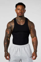 YoungLA Mens M Black Wife Lover Ribbed Tank Top Model 340 Fitness Gym Shirt