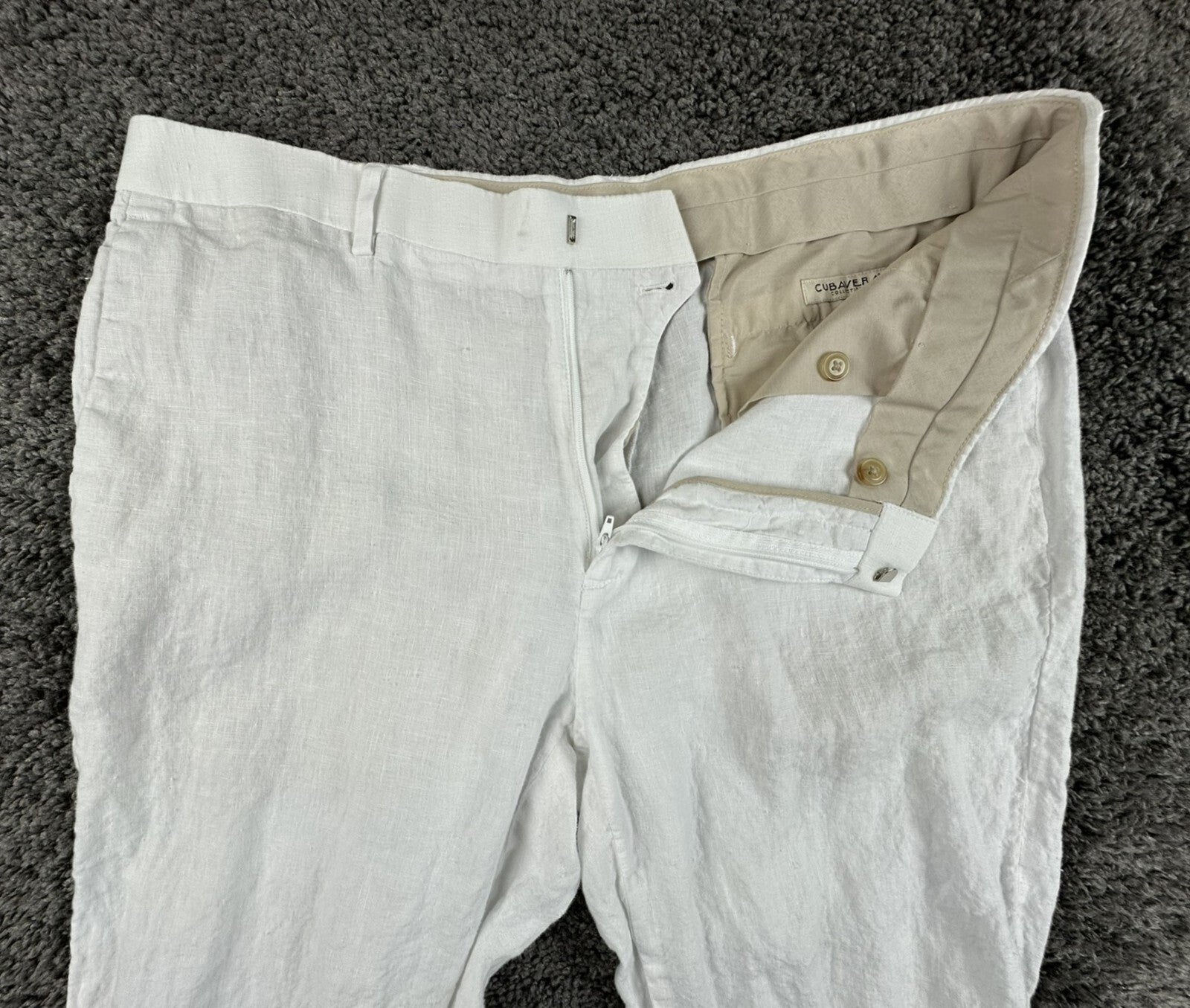 Cubavera Collection Mens White 100% Linen Pants Straight Leg Sz 38x32
