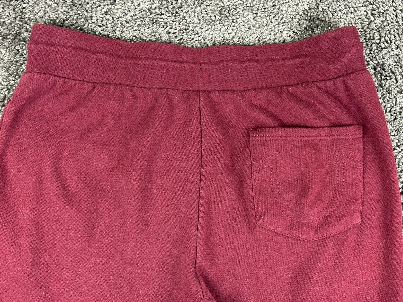 True Religion Core Jogger Sweatpants Mens L Burgundy Horseshoe Logo Lounge Pants
