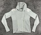Armani Exchange Womens Medium Gray Moto Cardigan Sweater Full Zip Quilted
