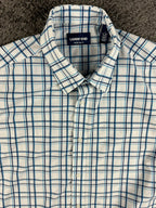 Lands End Mens Large 16-16.5 L Stretch Plaid Button Down Shirt Blue Check Egypt