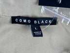 Como Black Blouse Womens Large Champagne Silk-Like Satin Button Up Shirt NWT