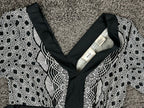 ECI New York Womens Small S V-Neck Empire Waist Tie A-Line Dress Black White