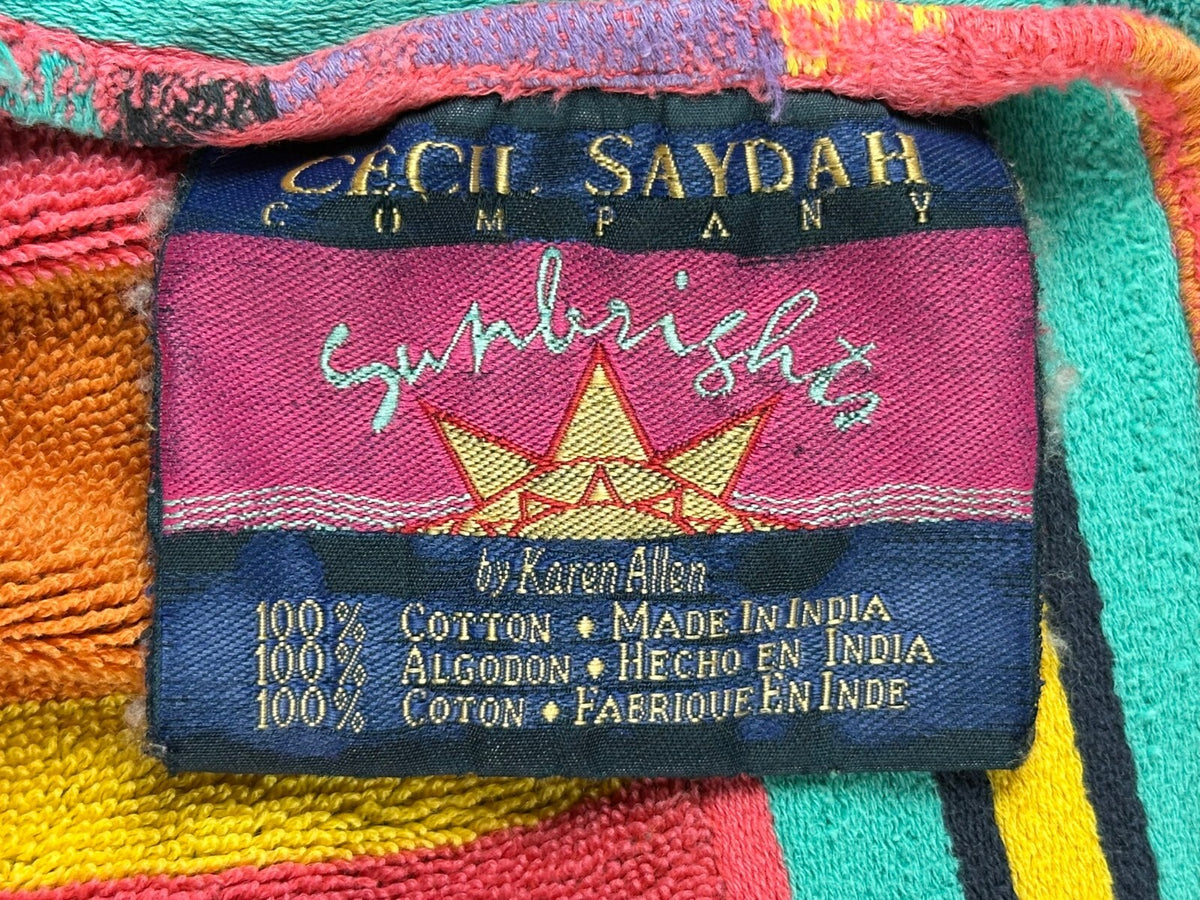 Vintage 90s Cecil Saydah Sunbrights Striped Beach Towel Karen Allen Cancun 96