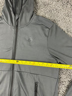 Gerry Mens Full Zip Hooded Grid Fleece Jacket Large Gray Outdoor Zip Pockets