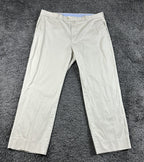 Faconnable Mens Chino Pants Flat Front Beige Tan Cotton Stretch Trousers Sz 38