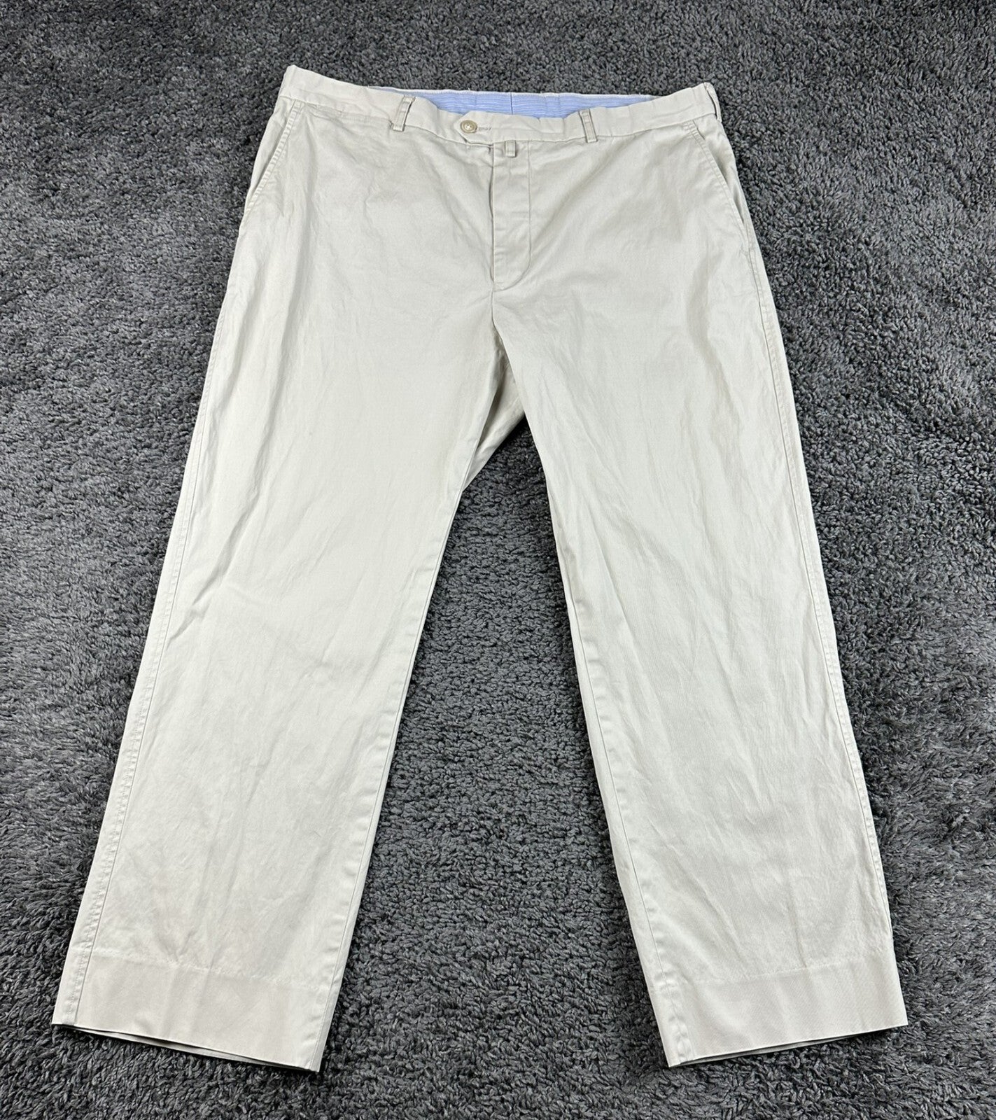 Faconnable Mens Chino Pants Flat Front Beige Tan Cotton Stretch Trousers Sz 38