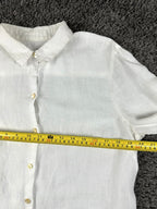 J. Jill Womens White 100% Linen Long Sleeve Button Up Shirt Size S Love Linen