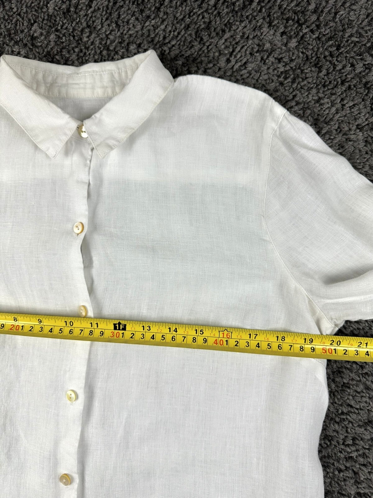 J. Jill Womens White 100% Linen Long Sleeve Button Up Shirt Size S Love Linen