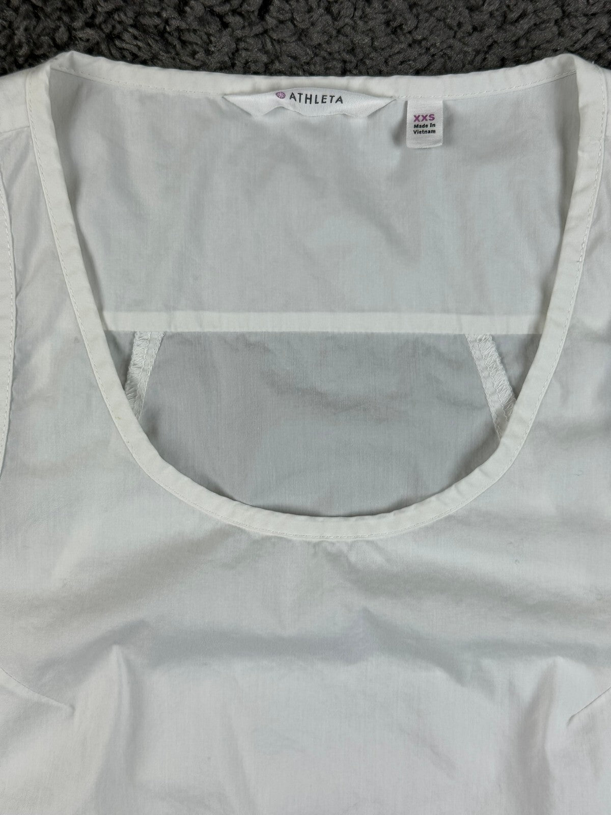 Athleta Womens XXS White Scoop Neck Tank Top Stretch Poplin Sleeveless Shirt