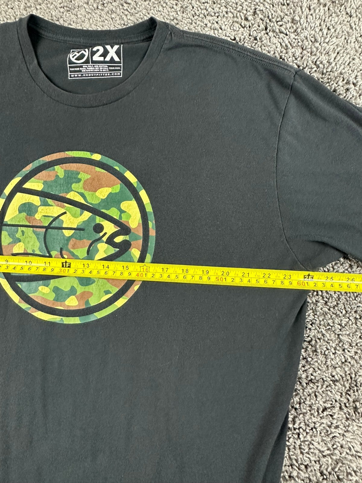 STLHD H&H Outfitters Camo Fish Logo T-Shirt Mens Black Fishing Graphic Sz 2XL