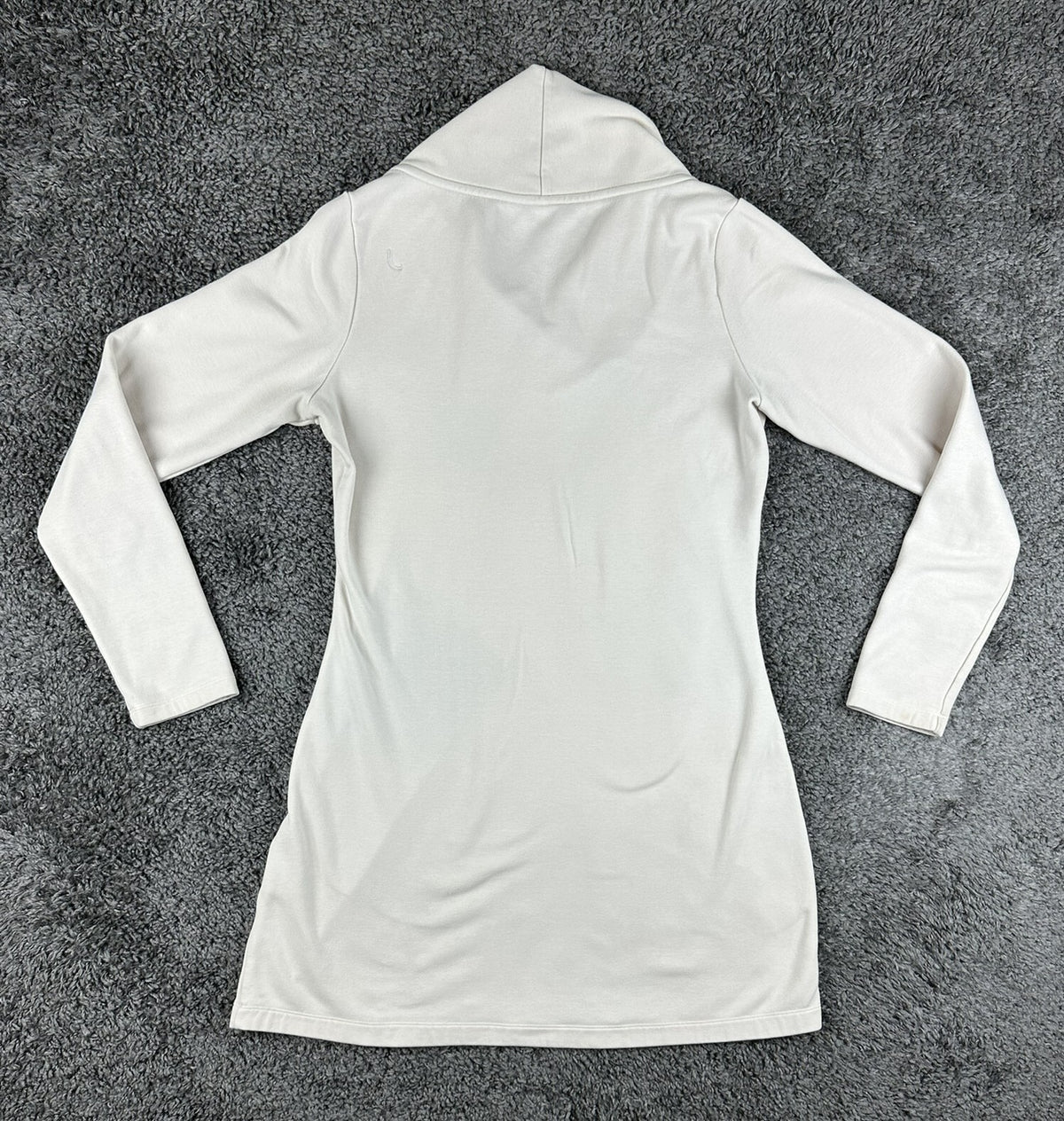 Lolë Womens L White Call Me Cowl Neck Pocket Sweatshirt Tunic Dress