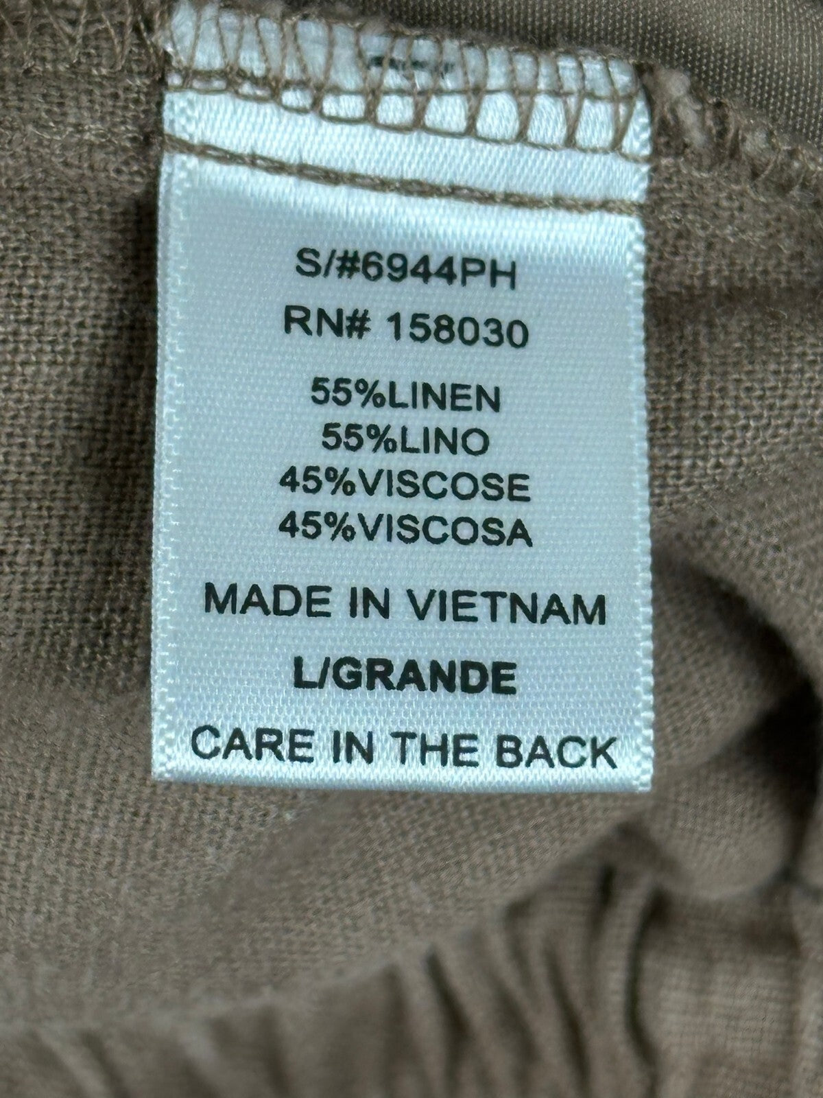 Love Tree Linen Blend Pants Womens Brown Wide Leg Drawstring Casual Beach Sz L