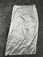 Abercrombie & Fitch Midi Skirt Womens Gray Animal Print Satin Side Slit Sz M