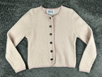 Vintage Tally Ho Womens PS Light Pink 100% Wool Knit Cardigan Sweater
