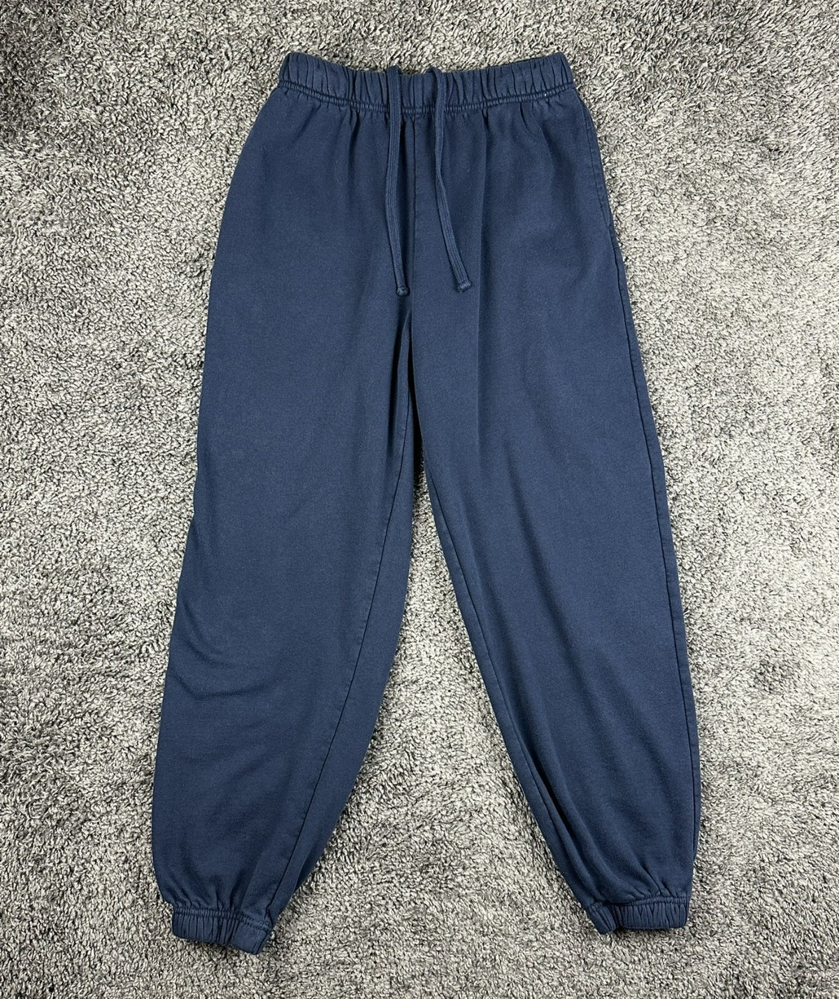 Garage Women's Small S Fleece Joggers Sweatpants Navy Blue Elastic Cinch Hem