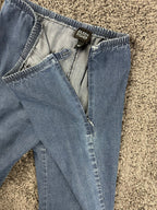 Eileen Fisher Womens Medium Stretch Denim Straight Leg Pants Side Zip