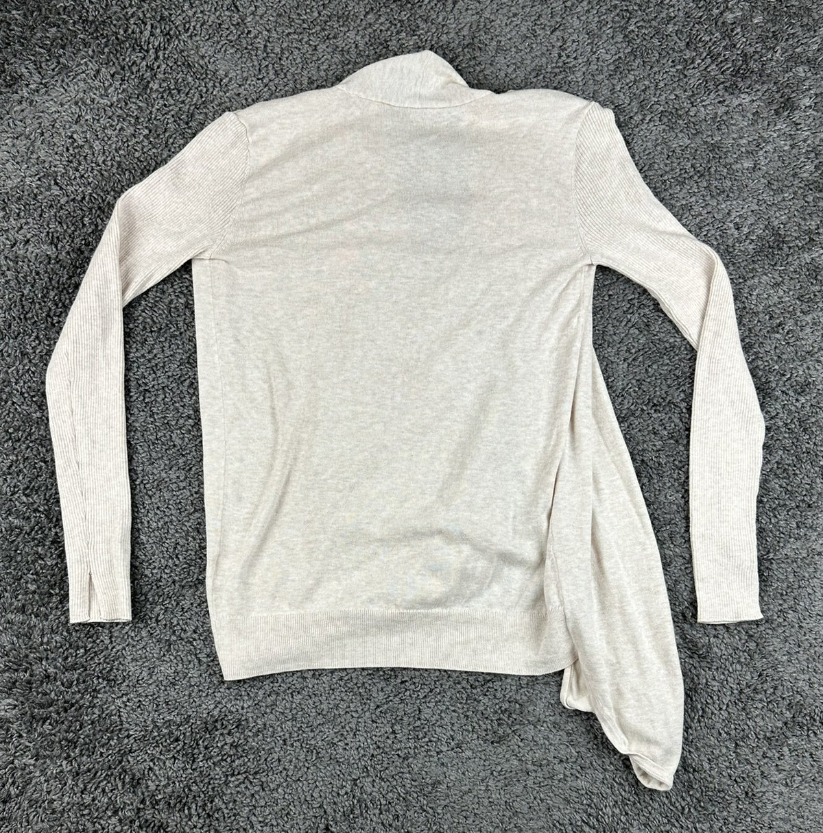 AllSaints Womens Size S Drina 100% Merino Wool Beige Asymmetric Zip Cardigan Top