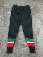 Rocawear Carlton Cable Knit Joggers Mens L Black Striped Sweatpants Sweater Knit