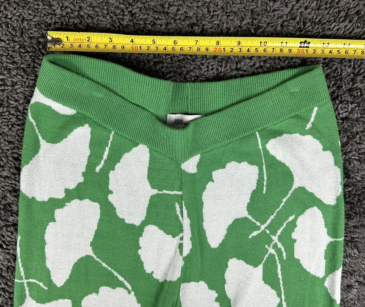 Diane von Furstenberg Womens M Green Ginkgo Sweater Knit Flare Pants