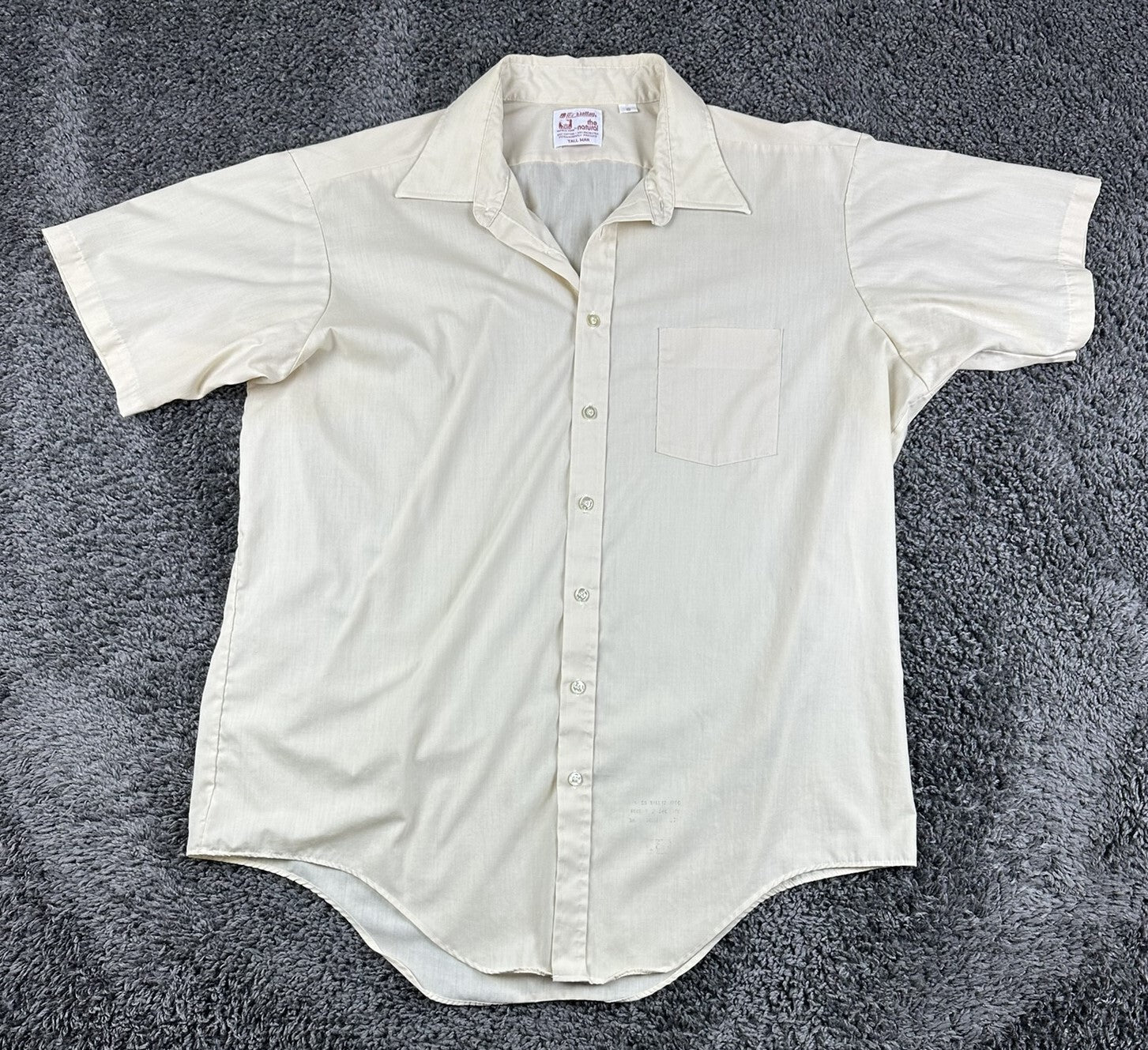 Vintage Manhattan The Natural Shirt Mens Beige Short Sleeve Button Down 18 Tall