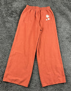 Rhythm Womens Linen Blend Wide Leg Pants Orange Sz 2 Floral Embroidered Pull On