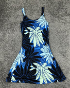 Vintage Hilo Hattie Womens Small Blue Tropical Floral Print A-Line Sundress