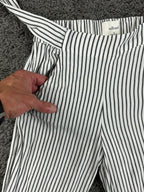 Aritzia Wilfred Faun Pants Womens Striped Wide Leg Cropped Tie Waist Sz XS