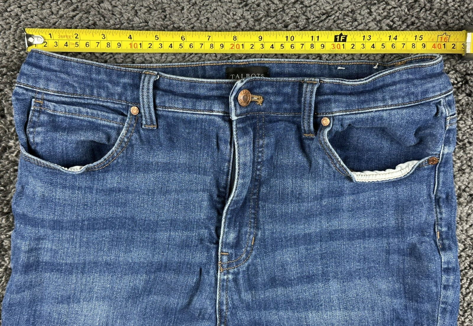 Talbots Straight Leg Jeans Womens Blue Stretch Denim Medium Wash Classic Pants 8