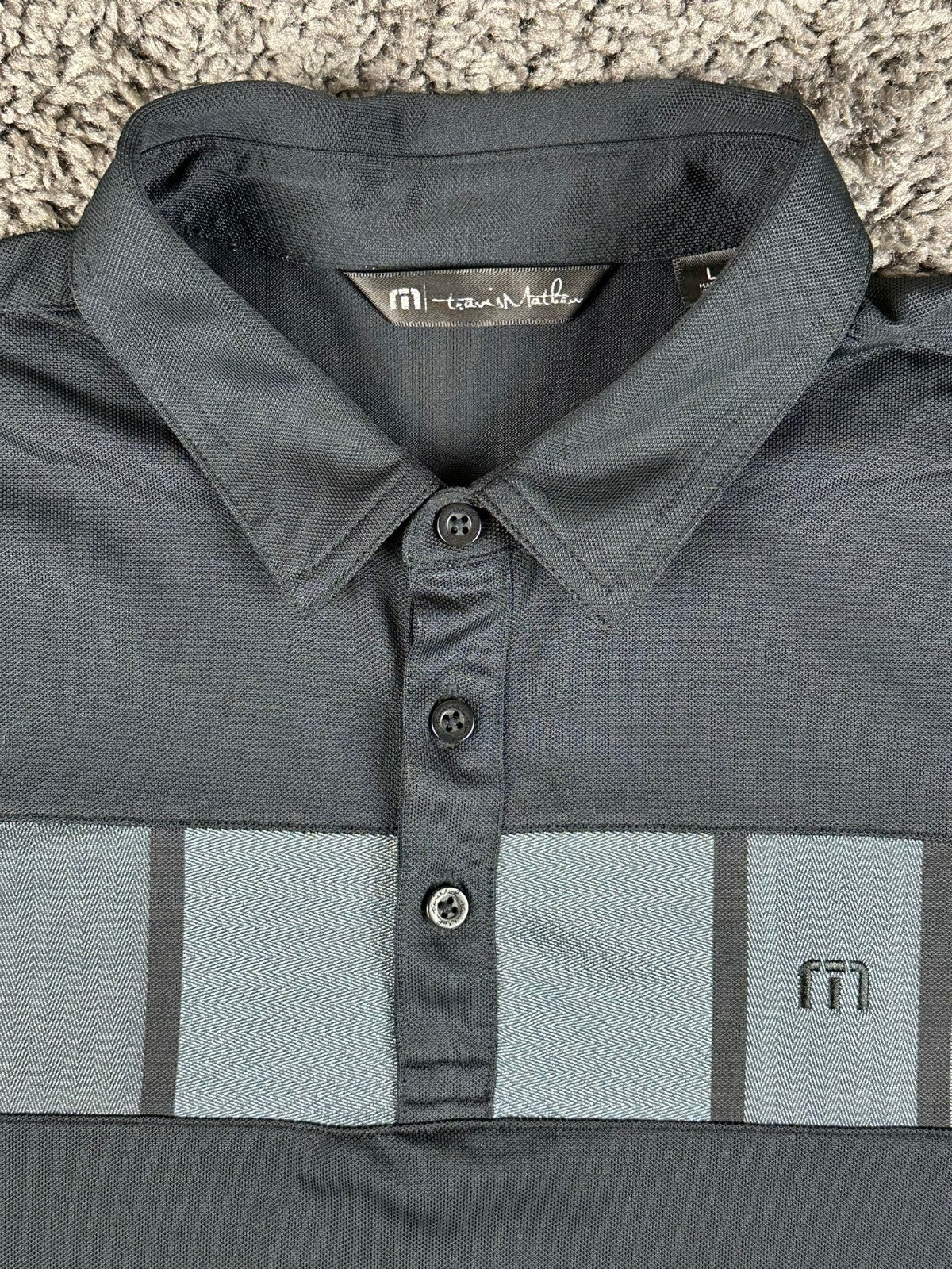 TravisMathew Mens L Black White Claw Hard Seltzer Golf Polo Shirt Short Sleeve