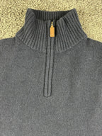 J.Crew Mens XL Navy Blue 100% Lambswool 1/4 Zip Mock Neck Sweater