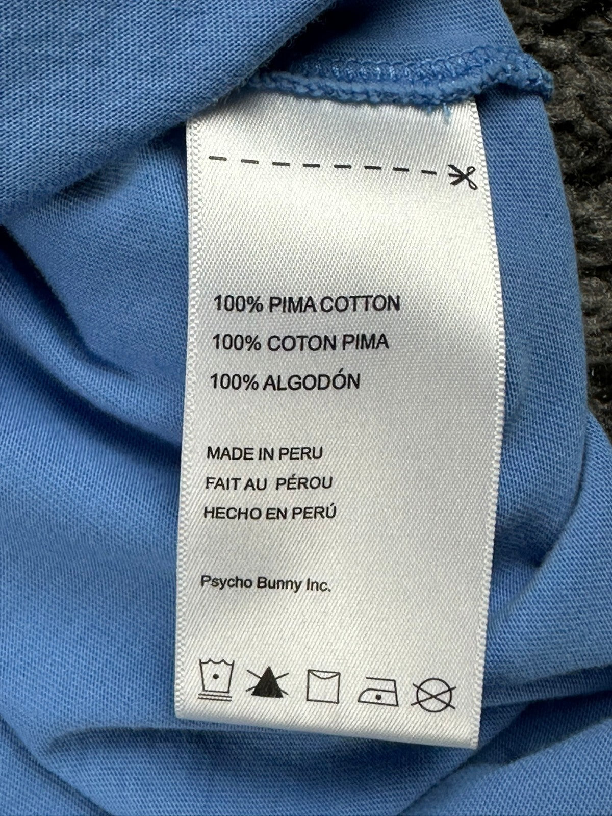 Psycho Bunny Mens M Light Blue Pima Cotton Big Logo T-Shirt Size 5 Medium