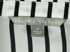 Valerie Stevens Womens Striped Button Up Cold Shoulder Blouse Shirt Sz M NWT