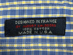 Vintage Façonnable Mens L Blue Plaid Short Sleeve Shirt USA