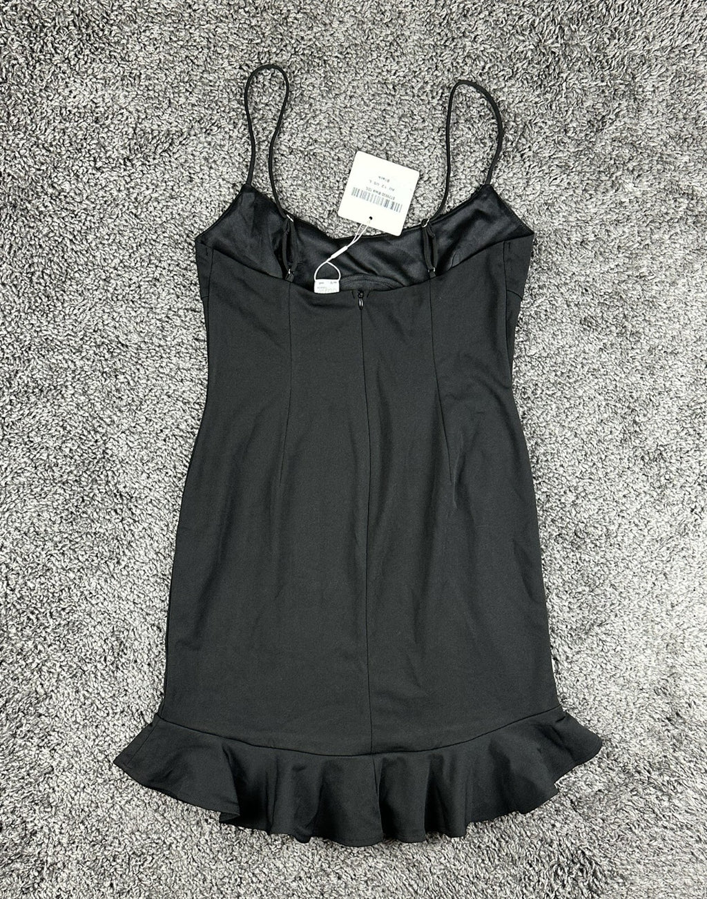 Selfie Leslie Womens US L Black Ruffle Hem Mini Dress Adjustable Straps NWT